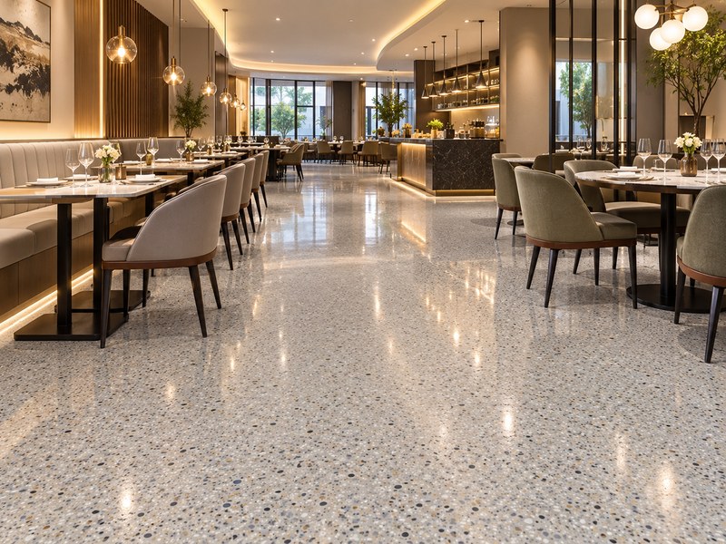 Why Water-Based Epoxy Colored Sand Self-Leveling Flooring Is Perfect for Restaurants？